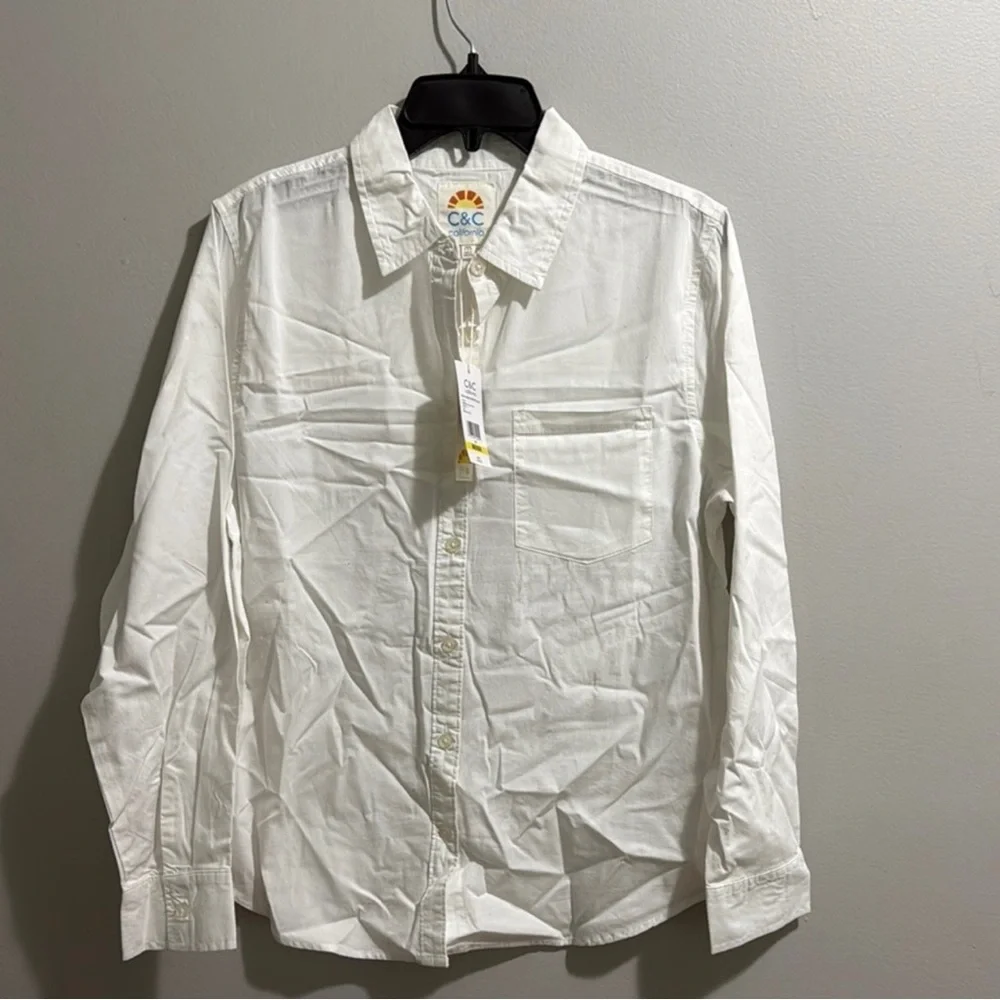 C&C California linen shirt white New! Size XS - Picture 2 of 9
